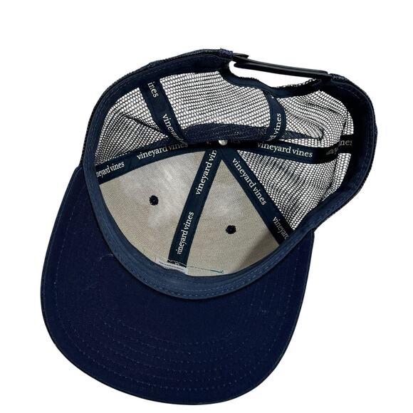 Vineyard Vines Snapback Trucker Hat Mesh Canvas Navy Blue Preppy Tennis Golf - Picture 3 of 5